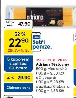 Tesco Adriana těstoviny nabídka