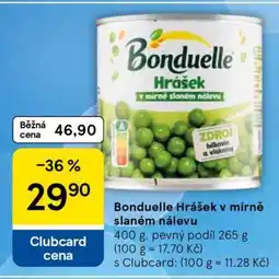 Tesco Bonduelle Hrášek v mírně slaném nálevu nabídka