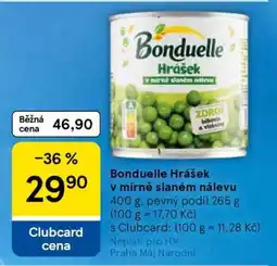 Tesco Bonduelle Hrášek v mírně slaném nálevu nabídka