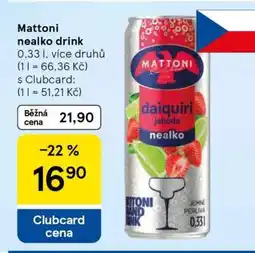 Tesco Mattoni Nealko drink nabídka
