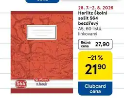 Tesco Herlitz Školní sešit 564 bezdřevý nabídka