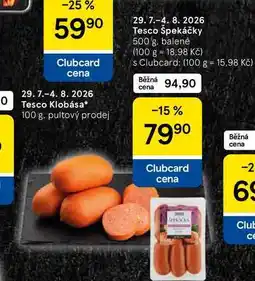 Tesco Tesco Špekáčky, 500 g, balené nabídka