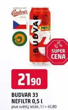 Trefa BUDVAR 33 NEFILTR 0,5 L pivo světlý ležák nabídka