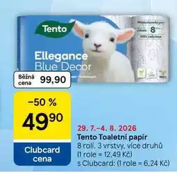 Tesco Tento Toaletní papír, 8 rolí, 3 vrstvy, více druhů nabídka