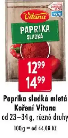 Qanto Paprika sladká mletá Koření Vitana nabídka