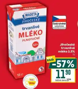 Billa Jihočeské Trvanlivé mléko 3,5% nabídka
