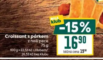 Billa Croissant s párkem nabídka