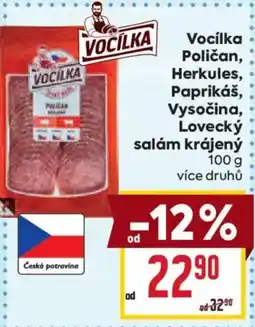 Billa Vocilka Poličan, Herkules, Paprikáš, Vysočina, Lovecký salám krájený nabídka