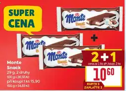 Billa Monte Snack nabídka