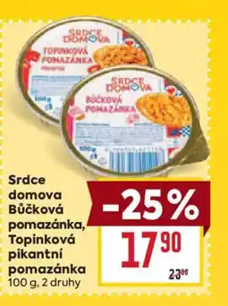 Billa Srdce domova Bůčková pomazánka, Topinková pikantní pomazánka nabídka