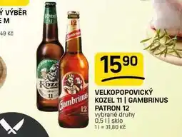 Flop VELKOPOPOVICKÝ KOZEL 11 | GAMBRINUS 12 PATRON 12 vybrané druhy nabídka