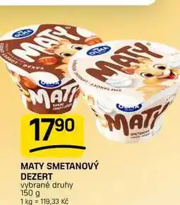 Flop MATY SMETANOVÝ DEZERT vybrané druhy nabídka
