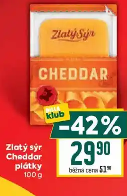 Billa Zlatý sýr Cheddar plátky nabídka
