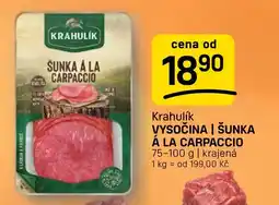 Flop Krahulík vysočina | šunka á la carpaccio nabídka