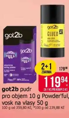 Teta got2b pudr pro objem 10 g Powder'ful, vosk na vlasy 50 g nabídka