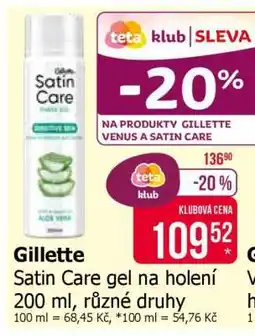 Teta Gillette Satin Care Gel na holení nabídka