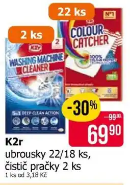 Teta K2r ubrousky 22/18 ks, čistič pračky 2 ks nabídka