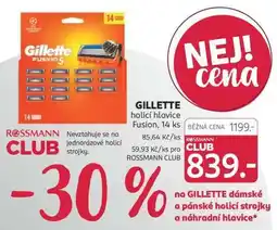 Rossmann GILLETTE holicí hlavice Fusion nabídka