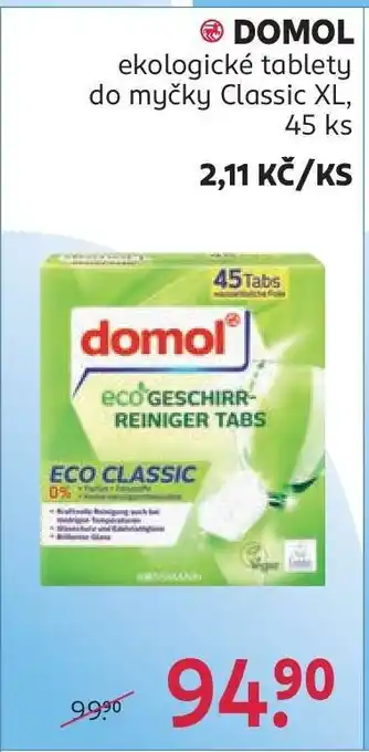 DOMOL ekologické tablety do myčky Classic XL, 45 ks