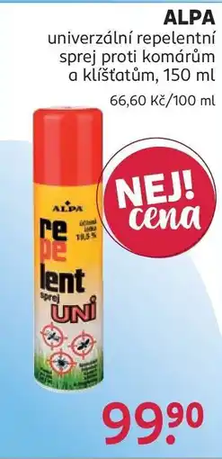 Rossmann ALPA univerzální repelentní sprej proti komárům a klíšťatům, 150 ml nabídka