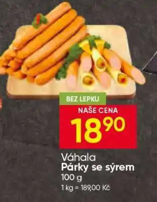 Hruška Váhala Párky se sýrem nabídka