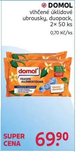 Rossmann DOMOL vlhčené úklidové ubrousky, DUOPACK, 2× 50 ks nabídka