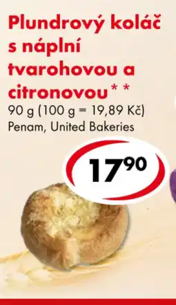 CBA Plundrový koláč s náplní tvarohovou a citronovou nabídka