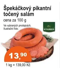 COOP DISKONT Špekáčkový pikantní točený salám nabídka
