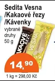 COOP DISKONT Sedita Vesna /Kakaové řezy /Kávenky nabídka