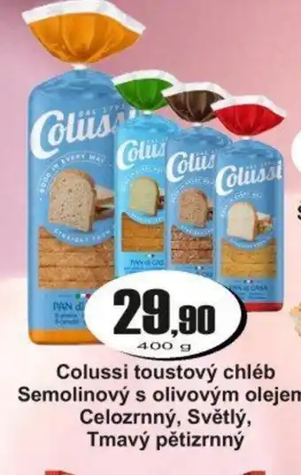 Colussi toustový chléb Semolinový s olivovým olejem Celozrnný, Světlý, Tmavý pětizrnný