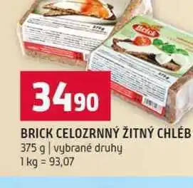 Terno BRICK CELOZRNNÝ ŽITNÝ CHLÉB 375 g vybrané druhy nabídka