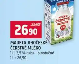 Terno MADETA JIHOČESKÉ ČERSTVÉ MLÉKO 1l 3,5% tuku plnotučné nabídka