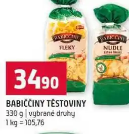 Terno BABIČČINY TĚSTOVINY 330 g vybrané druhy nabídka