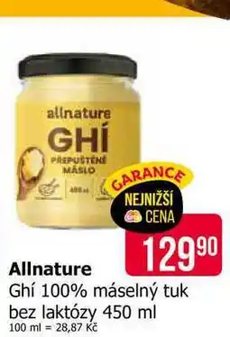 Teta Allnature Ghí 100% máselný tuk bez laktózy nabídka