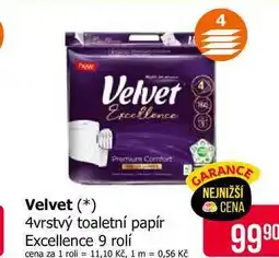 Teta Velvet 4vrstvý toaletní papír Excellence 9 rolí nabídka