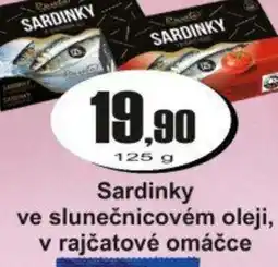 Adam Sardinky ve slunečnicovém oleji, v rajčatové omáčce nabídka