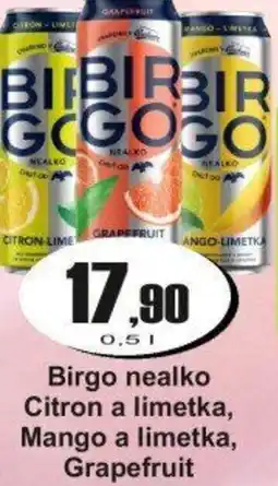 Adam Birgo nealko Citron a limetka, Mango a limetka, Grapefruit nabídka