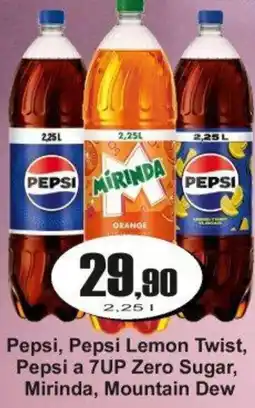 Adam Pepsi, Pepsi Lemon Twist, Pepsi a 7UP Zero Sugar, Mirinda, Mountain Dew nabídka