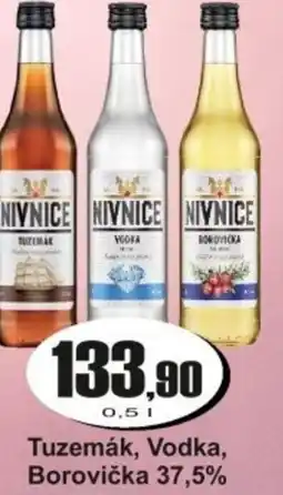 Adam Tuzemák, Vodka, Borovička 37,5% nabídka