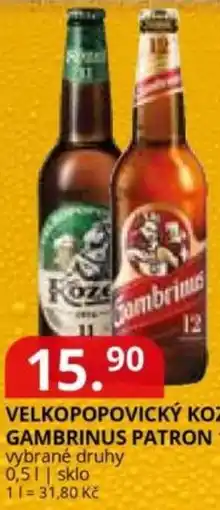 Potraviny CZ Velkopopovický Kozel 11 / Gambrinus Patron 12 nabídka