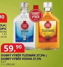 Potraviny CZ Dobrý Výběr tuzemák 37,5% | Dobrý Výběr vodka 37,5% nabídka