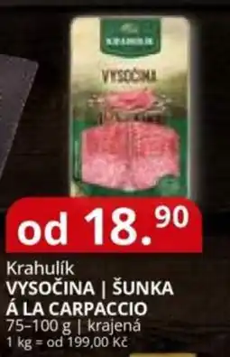 Potraviny CZ Krahulik Vysočina | šunka á la carpaccio nabídka