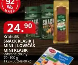 Potraviny CZ Krahulik Snack klasik | mini | lovečák mini klasik nabídka