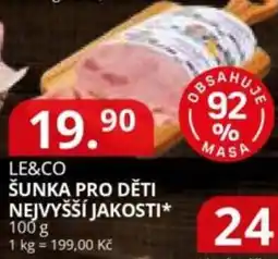 Potraviny CZ LE&CO Šunka pro děti nejvyšší jakosti nabídka