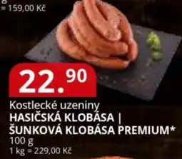 Potraviny CZ Kostlecké uzeniny Hasičská klobása | šunková klobása premium nabídka