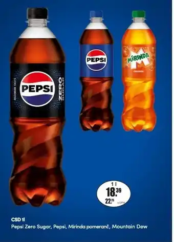 Adam Pepsi Zero Sugar, Pepsi, Mirinda pomeranč, Mountain Dew nabídka