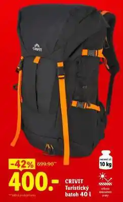 Lidl CRIVIT Turistický batoh 40 l nabídka