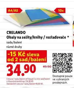 Lidl CRELANDO Obaly na sešity/knihy/rozdělovače nabídka