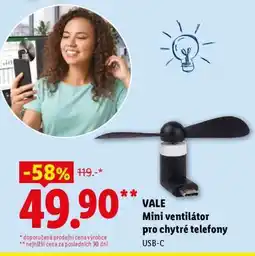 Lidl VALE Mini ventilátor pro chytré telefony nabídka