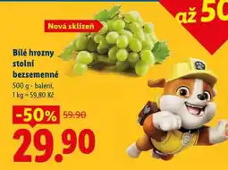 Lidl BÍLÉ HROZNY STOLNÍ BEZSEMENNÉ nabídka